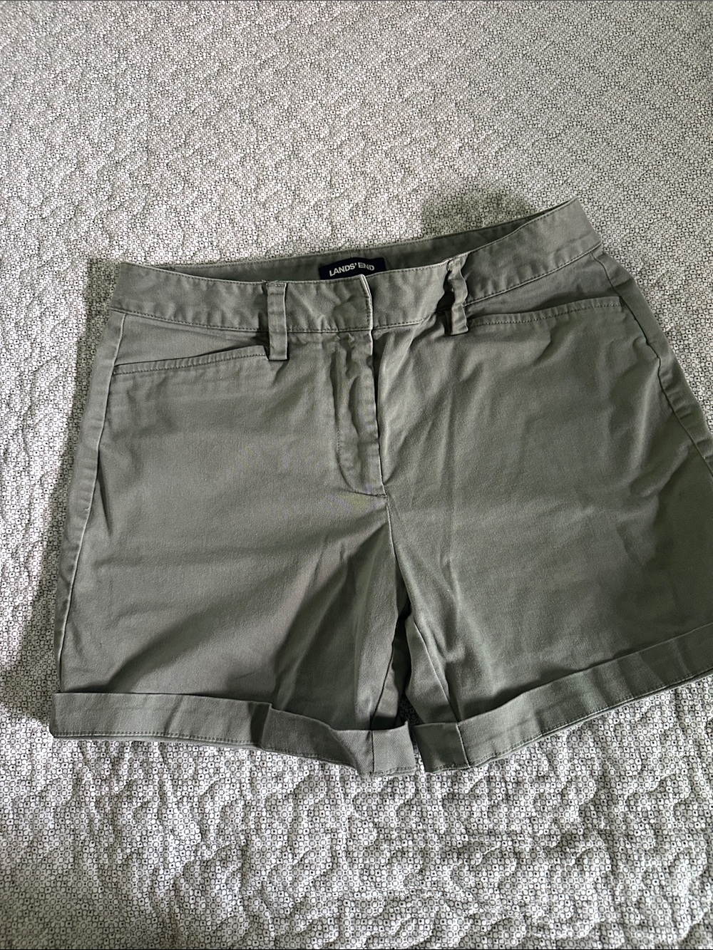 Lands' End Olive Green Cuffed Chino Shorts